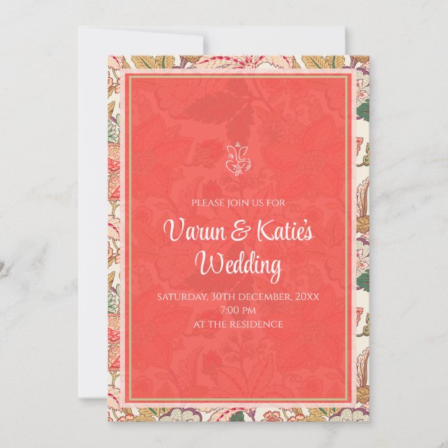 Convite de casamento indiano digital como casament (Frente)