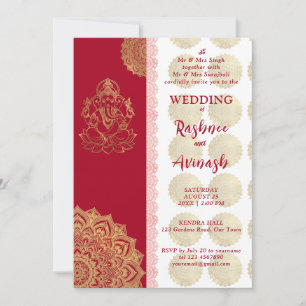 Convite de Casamento Indiano Ganesha Mandala