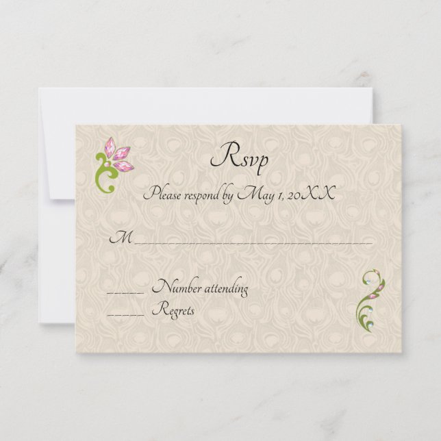 Convite de Casamento Indiano Hindu Pavão RSVP (Frente)