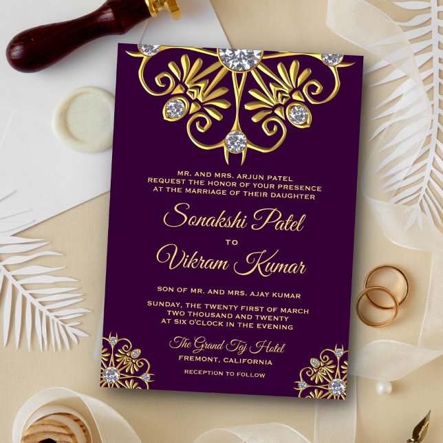Convite de Casamento Indiano Mandala com Diamante  (Criador carregado)