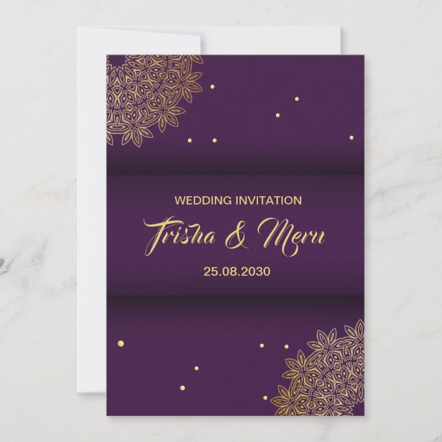 Convite de Casamento Indiano Mandala Étnico (Frente)