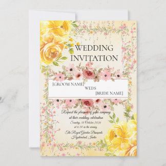 Convite de Casamento Indiano Pastel Romântico