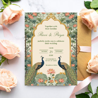 Convite de Casamento Indiano Pichwai de Luxo