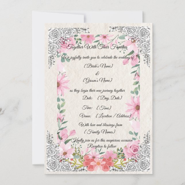 Convite de Casamento Indiano Simples e Elegante |  (Frente)