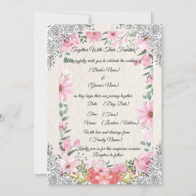 Convite de Casamento Indiano Simples e Elegante |  (Frente)