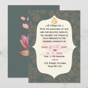 Convite de Casamento Indiano Tradicional Elegante