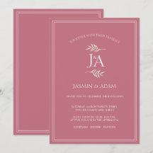 Convite de Casamento Inicial Clássico Rosa Magenta