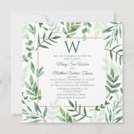 Convite de Casamento Inicial Jardim Verde