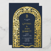Convite de Casamento Inspirado em Art Déco com Fol