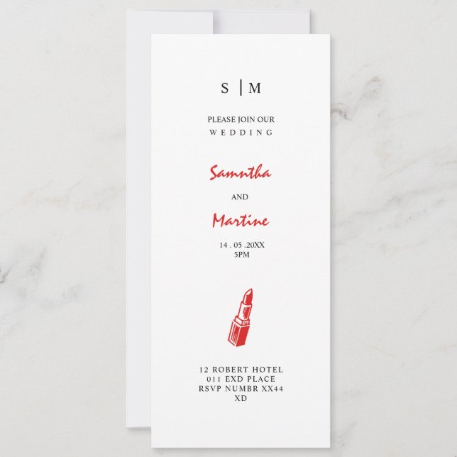 Convite de Casamento Inspirado em Beleza Elegante (Frente)