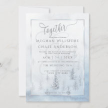 Convite de Casamento | Inverno Azul Prateado Encan