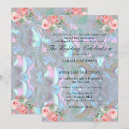 Convite de Casamento Iridescente Mãe de Pérola Ele