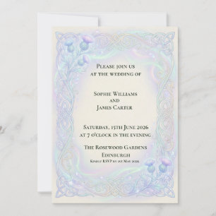 Convite de Casamento Írisado de Cardo Celta