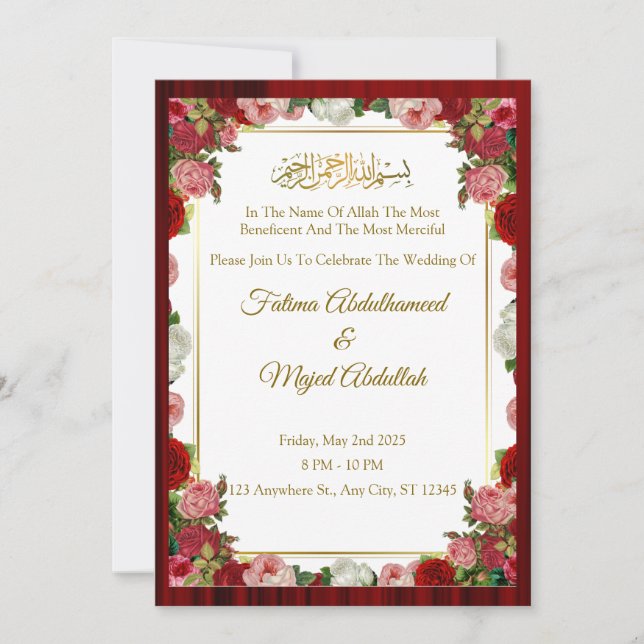 convite de casamento islâmico (Frente)