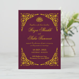 Convite de Casamento Islâmico Burgundy Profundo