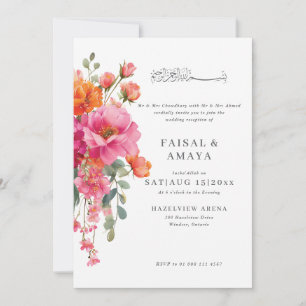 Convite de Casamento Islâmico com Flor em Aquarela