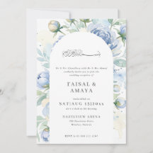 Convite de Casamento Islâmico com Flor em Aquarela