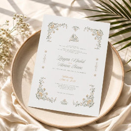 Convite de Casamento Islâmico Floral Ornamentado E