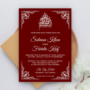 Convite de casamento islâmico marrom elegante