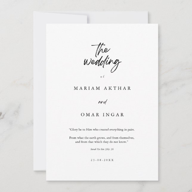 Convite de Casamento Islâmico Minimalista Moderno (Frente)