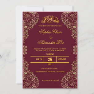 Convite de Casamento Islâmico Muçulmano com Moldur