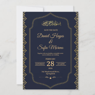 Convite de Casamento Islâmico Muçulmano Elegante