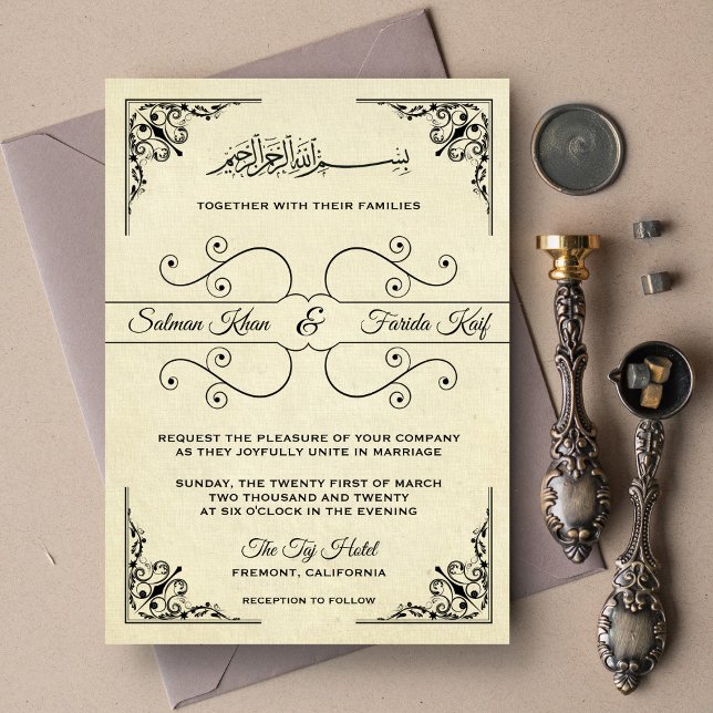 Convite de Casamento Islâmico Muçulmano Ornamentad (Criador carregado)