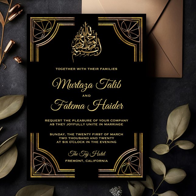 Convite de Casamento Islâmico Ouro Preto (Criador carregado)