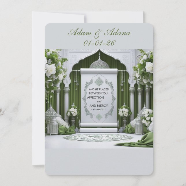 Convite de Casamento Islâmico Personalizado (Frente)