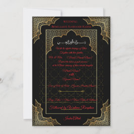 Convite de Casamento Islâmico Preto e Dourado de L