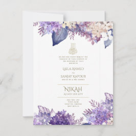 Convite de casamento Islâmico Purple Floral Nikah