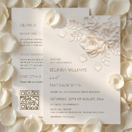 Convite de Casamento Ivory 3D Flowers All-In-One