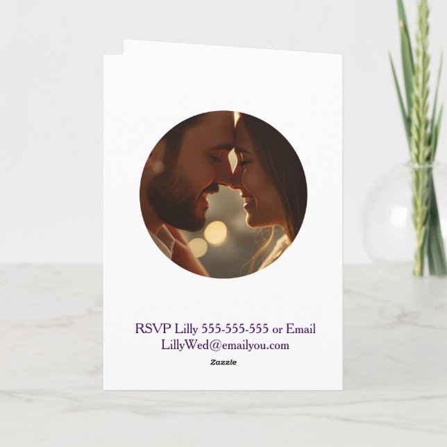 Convite de Casamento Jacaranda | Elegante Roxo  (Verso)