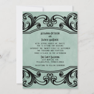Convite de casamento Jade Vintage Swirls