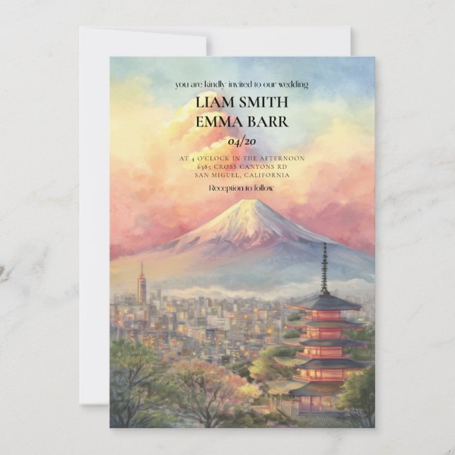 Convite de Casamento Japonês de Tóquio (Frente)