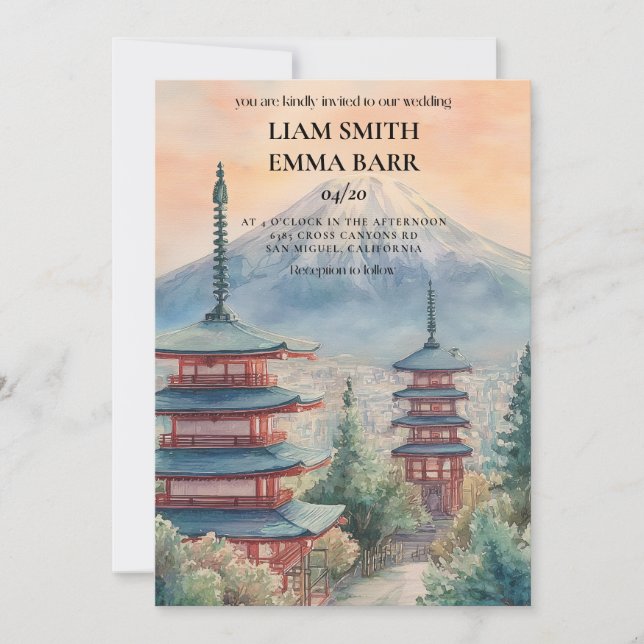 Convite de Casamento Japonês de Tóquio (Frente)