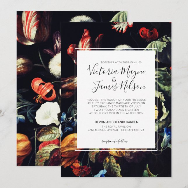 Convite de Casamento Jardim à Meia-Noite (Frente/Verso)