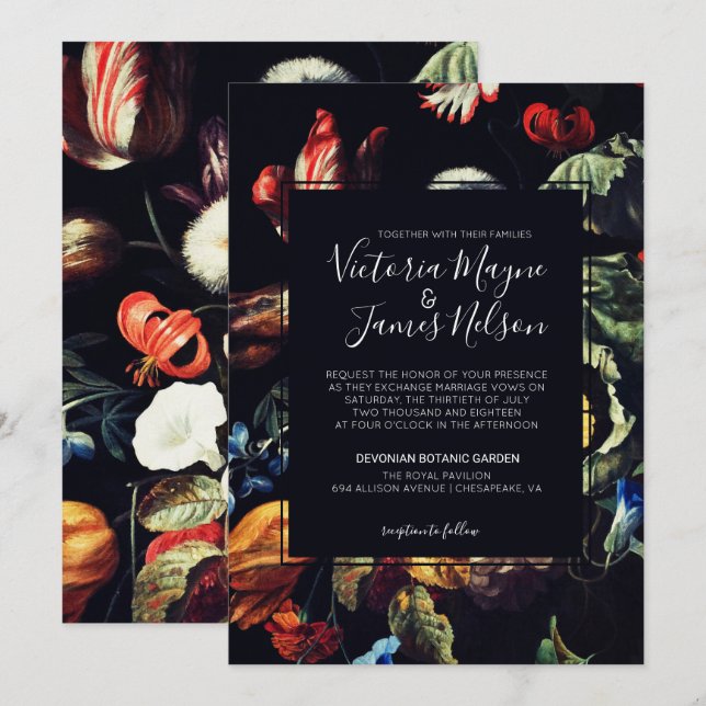 Convite de Casamento Jardim à Meia-Noite (Frente/Verso)