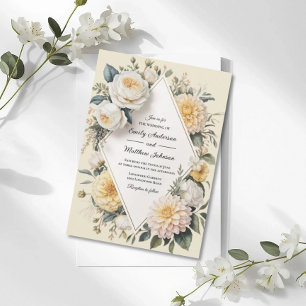 Convite de Casamento Jardim Amarelo Manteiga Român