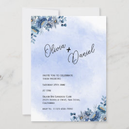 Convite de Casamento Jardim Azul Chic