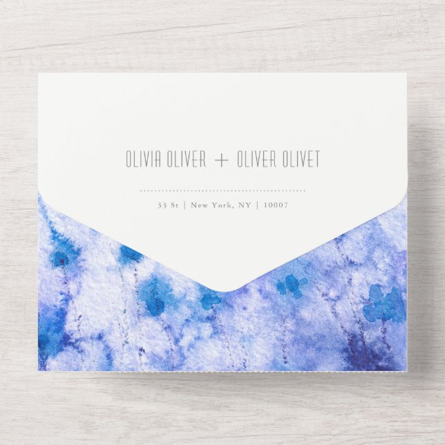Convite de Casamento Jardim Azul de Inverno Tudo E (Verso)