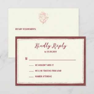 Convite de Casamento Jardim Burgundy Hereditário,