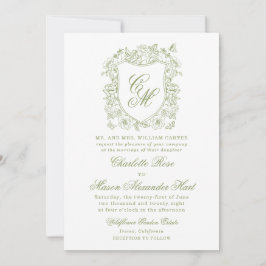 Convite de Casamento Jardim com Crista em Verde Sa