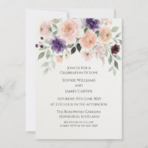Convite de Casamento Jardim com Rosa Bege