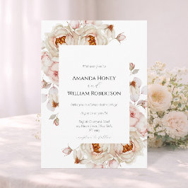 Convite de Casamento Jardim de Peônia Elegante