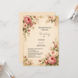 convite de casamento jardim de rosa antiga