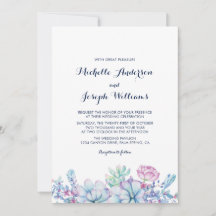 Convite de Casamento Jardim de Suculentas Aquarela