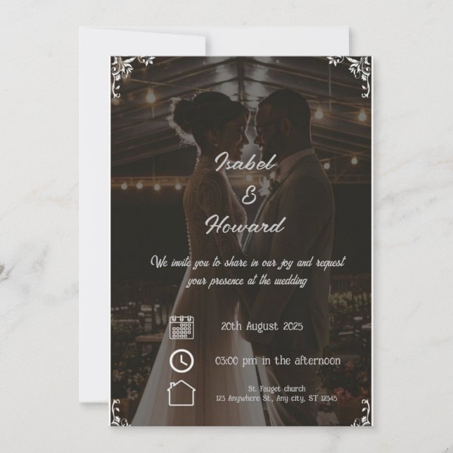 Convite de Casamento Jardim Elegante - Convites (Frente)