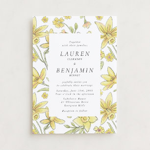 Convite de Casamento Jardim Floral Amarelo