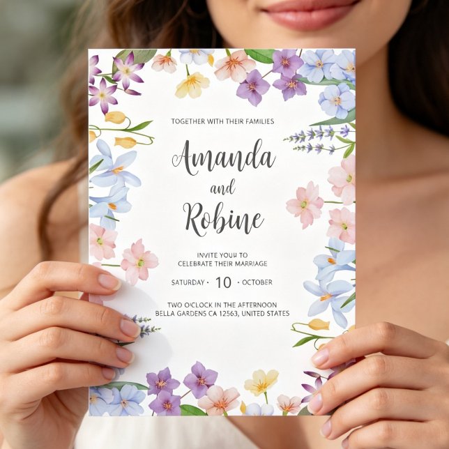 Convite de Casamento Jardim Pastel (Criador carregado)